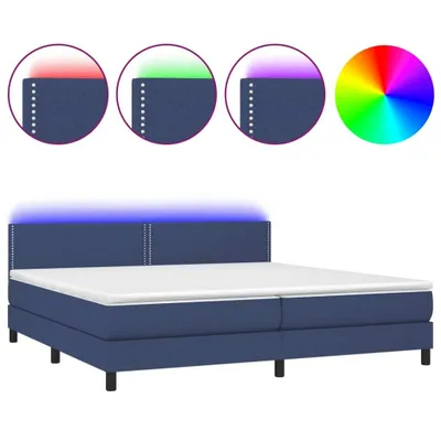 Produktbild von vidaXL Boxspringbett mit Matratze & LED Blau 200x200 cm Stoff
