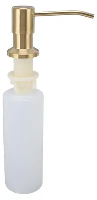 Image de Distributeur de savon encastrable pour la cuisine, distributeur de liquide vaisselle avec flacon de 300 ml, distributeur de liquide vaisselle en acier inoxydable, pompe de table, rechargeable par le haut, idéal pour les éviers de cuisine et les lavabos (doré)