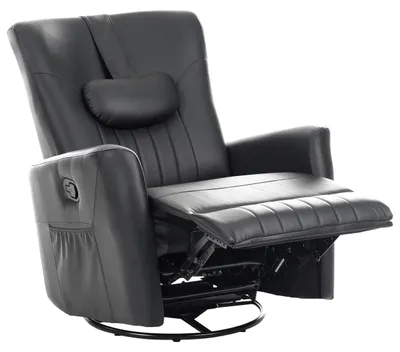 Produktbild von BELIANI Relaxsessel Schwarz aus Kunstleder Manuell Verstellbar mit Schaukelfunktion Drehfunktion Fußstütze Modernes Design Fernsehsessel Wohnzimmer