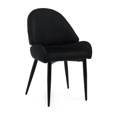 Zdjęcie produktu dla NEW HOME Krzesło BERGAMO krzesło do jadalni tapicerowane do salonu glamour - czarne - nowoczesne meble welur aksamit