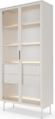 Zdjęcie produktu dla FURNLUX Gablota Lumi Beige And Gold 92cm / Kolor główny: beżowy / Wymiary: 92 x 195 x 39 cm