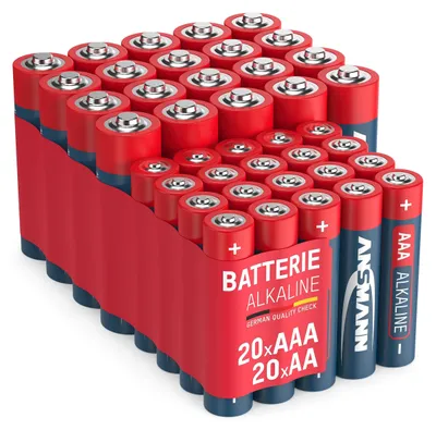 Productafbeelding van ANSMANN Alkaline batterijset, type LR03/LR6, bestaande uit 20 micro-batterijen en 20 mignon-batterijen