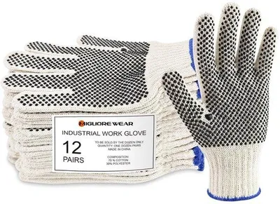 Produktbild von Famanu Arbeitshandschuhe mit Antirutsch-Noppen - Baumwolle-Polyester