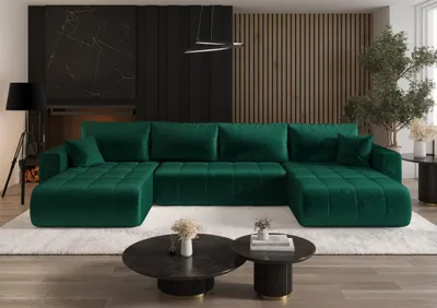 Productafbeelding van Woongroepbank met slaapfunctie CAMILA, bekleding: stof Monolith, kleur: groen