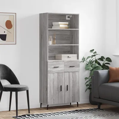 Immagine prodotto di vidaXL Credenza Grigio Sonoma 69,5x34x180 cm Materiale a base di legno