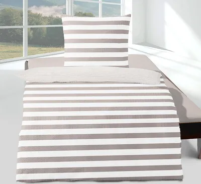 Produktbild von Traumschlaf Seersucker Bettwäsche Streifen kitt 135x200 cm + 80x80 cm