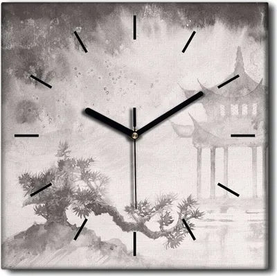 Produktbild von Coloray Uhr auf Leinwand 30x30 cm Wand Uhr Dekoration Wohnzimmer Segeltuch schwarze Hände -Kunst japanischer Stil