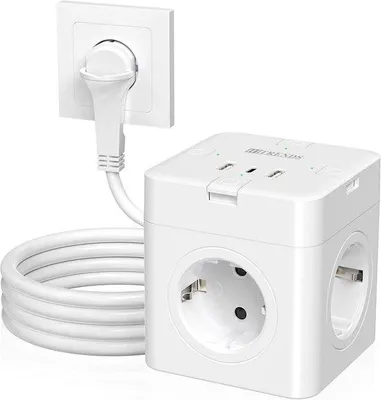 Produktbild von USB-C-Steckdosenblock mit 4-fach Schalter, 2m Kabel, Platte Steckdose, 4-fach Ablaufsteckdose