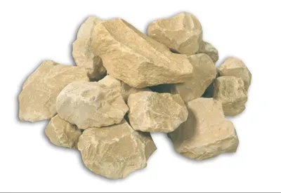 Produktbild von Gelber Jura-Kalkgestein Bruchstein aus deutschen Gruben, Körnung 60-120mm, für Gabionen, 25kg Sack