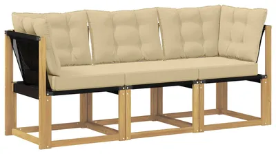Produktbild von vidaXL 3 stk. Outdoor Mittel- und Ecksofa Weiß