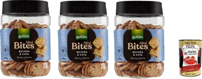 Produktbild von 3x Gullon Quinoa- und Chia-Cracker 250 g + Italian Goumet polpa 400g