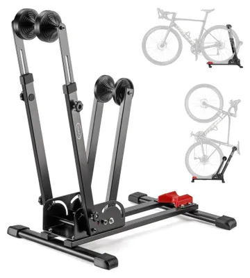 Image de Support de vélo pliable pour garage, 2-en-1, compatible avec les vélos de 24 à 29 pouces