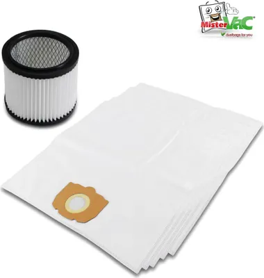 Produktbild von MisterVac 5 Stück Staubsaugerbeutel + Filter kompatibel mit Parkside PWDA 20-Li A1 Akku,346160_2004