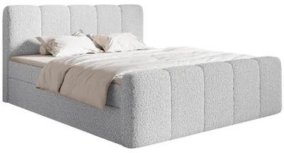 Produktbild von Selsey Cloudy II - Boxspringbett 200x200 cm, mit Bettkästen und Topper, Bouclé Hellgrau