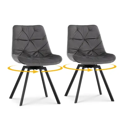 Produktbild von CLIPOP Esszimmerstühle,drehbar 2er-Set, Samt Drehstuhl ohne Armlehnen,Grey