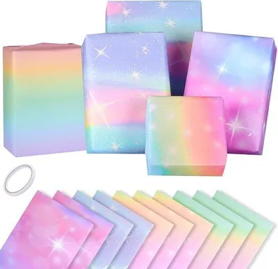 Produktbild von Regenbogenband 10 Blätter, 70 x 50 cm, Schutzpapier für Maddchen und Frauen.