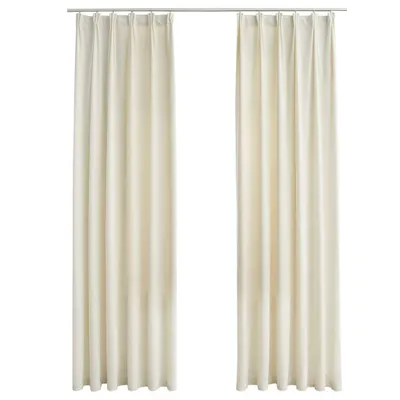 Zdjęcie produktu dla vidaXL Zasłony zaciemniające z haczykami 2 szt. aksamitny krem 140x175cm