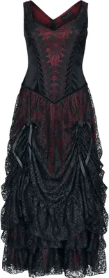 Produktbild von Sinister Gothic Langes Kleid Damen Longdress schwarz/rot L