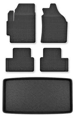 Zdjęcie produktu dla Dywaniki gumowe + mata bagażnika do Chevrolet Spark III M300 2009-2015 (standardowy bagażnik) – czarne, dobierane – Wielganizator Semi-Universal