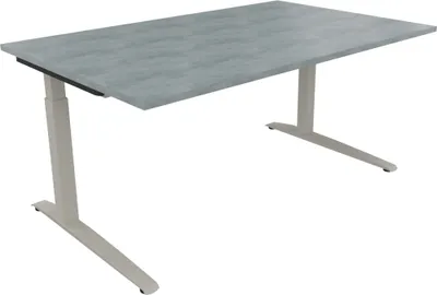 Produktbild von Schreibtisch Kufe Einzels. Quadrat B1600xT1000xH650-850 si/Beton hell