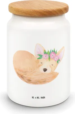 Produktbild von Mr. & Mrs. Panda behälter Wüstenfuchs Blumen - Weiß - Geschenk, Aufbewahrungsdose, Afrika, Dose, Keksdose, Blumenkranz, Vorratsbehälter, Glücklich, Kaffeedose, Wüste