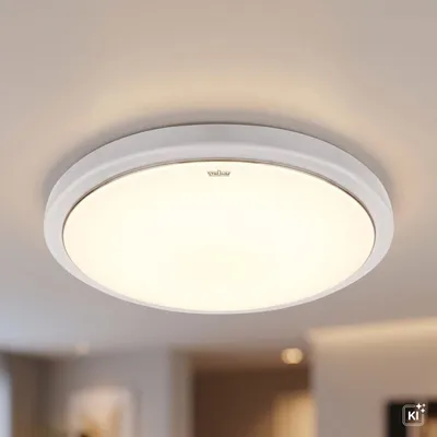 Produktbild von LED Deckenlampe Metall IP44 D: 26 cm rund Weiß neutralweiß 4100 K 1840 lm, KI-generiertes Bild