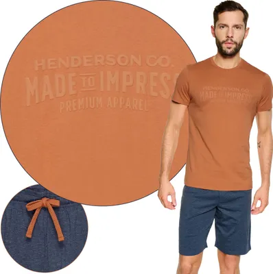 Produktbild von Henderson Herren Schlafanzug Kurzarm + Shorts 39749-22X PRESS, Farbe: Orange/Blau, Große: M