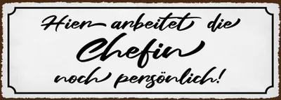 Produktbild von vianmo Holzschild 10x27 cm hier arbeitet die Chefin noch Beruf Arbeit