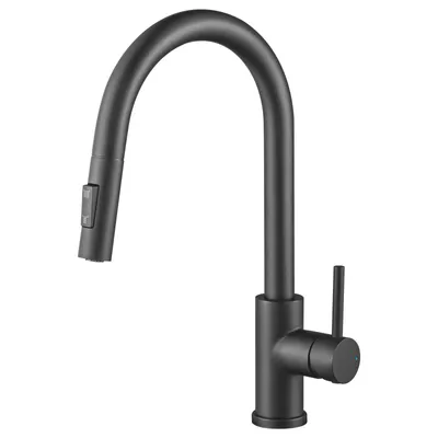 Produktbild von CECIPA max Edelstahl Küchenarmatur - 360° Schwenkbereich - Mit ausziehbarer Handbrause und 2 Strahlarten - Schwarz