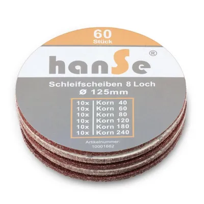 Produktbild von hanSe 60 Stück Schleifscheibe 125mm Schleifpapier Mix Körnungen Schleifen