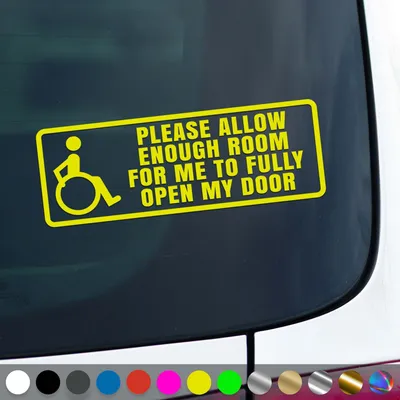 Produktbild von PantherPixel Rollstuhl Aufkleber Rollstuhlfahrer Behindert Rampe Sticker Auto Geschenkidee Farbe Neon-Gelb