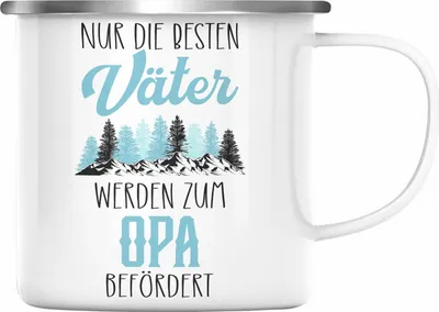 Produktbild von Trendation - Du Wirst Opa 2023 Emaille Tasse Geschenk Schwangerschaft Verkünden Überraschung Geschenkidee Schwangerschaftsverkündung (Silber)
