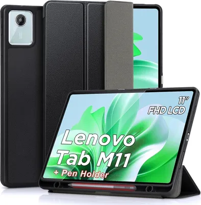 Immagine prodotto di Custodia in nera (PU) e TPU per tablet Lenovo Tab M11 da 11 pollici, con supporto per penna