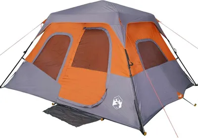 Image de vidaXL Tente familiale 6 personnes Gris Orange Quick Release Étanche