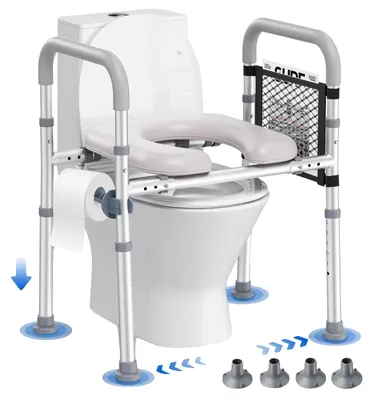 Immagine prodotto di Sedile per WC rialzato, altezza regolabile, imbottito per maggiore comfort, colore bianco