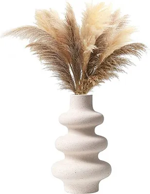 Produktbild von Famanu Keramische Vase Handgefertigt - Weiße Donutvase für Trockenblumen