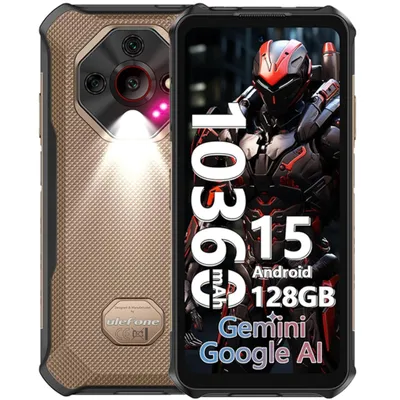 Image de Ulefone Armor X16 Téléphone Portable Incassable Android 15, 12Go+128Go 10360mAh 48MP+16MP+20MP Vision Nocturne Smartphone 6,56" 3-Slots NFC - Or