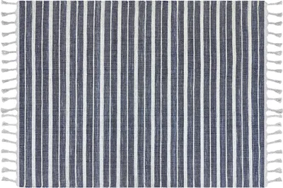 Zdjęcie produktu dla BELIANI Dywan niebieski 140 x 200 cm do salonu i sypialni w paski frędzle