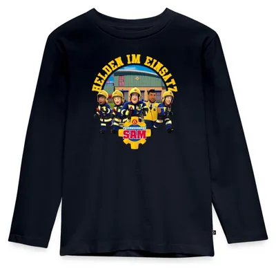 Produktbild von Spreadshirt Feuerwehrmann Sam™ Helden Im Einsatz Kinder Premium Langarmshirt, 122/128 (6 Jahre), Navy