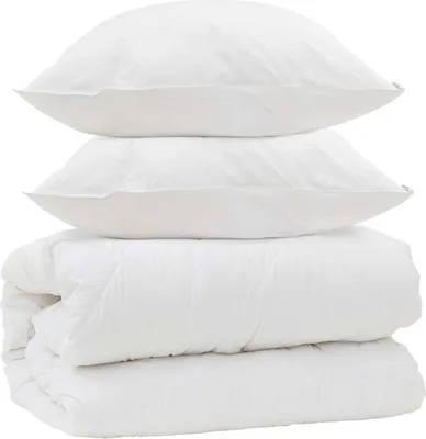 Produktbild von Decke mit Kissen mit Kissen 3 pcs Weiß Mikrofaser
