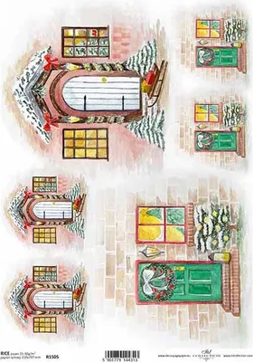Zdjęcie produktu dla Papier ryżowy do decoupage A4 ITD-R1505 drzwi Boże Narodzenie