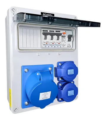 Produktbild von Stromverteiler 230V IP44 mit CEE 32A 3P, 2x Schuko & FI Typ A
