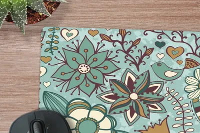 Produktbild von MuchoWow® Mauspad Mousepad Bohème - Winter - Blumen - Muster 40x30 cm - Mousepads - Maus Mat - Pad - Mausunterlage - Anti Rutsch