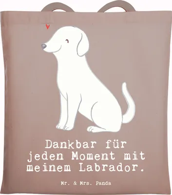 Produktbild von Mr. & Mrs. Panda Shopping Tasche Labrador Moment - Braun Pastell - Geschenk, Jutebeutel, Tote Bag, Büchertasche, dokumententasche, Beutel