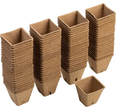 Productafbeelding van Kweekpotten van papierpulp - Zaaipotten - 6 x 6 cm - 96 stuks