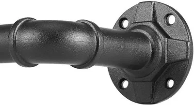 Productafbeelding van Ibenzoa® Uittrekbare zwarte gordijnroede – Metaal, 25 mm diameter, 1 mm dikte, geschikt voor wand- en plafondmontage, verstelbaar van 88 tot 180 cm, industrieel design