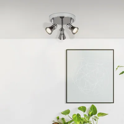 Produktbild von BRILLIANT LED Deckenleuchte Jupp | zeitloses Spotrondell | 3-flammig | Metall | chrom/schwarz | schwenkbare Köpfe | 3x GU10 max. 7 W