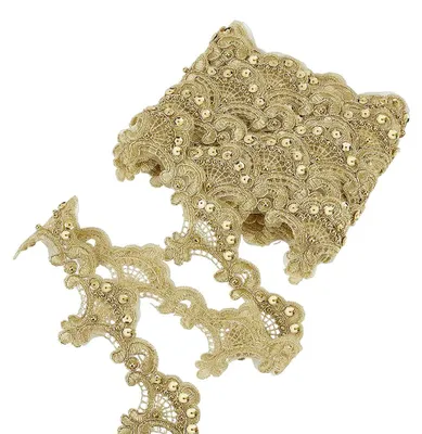 Pailletten-Spitzenband 4,5 m, gold, 6 cm breit, Polyester