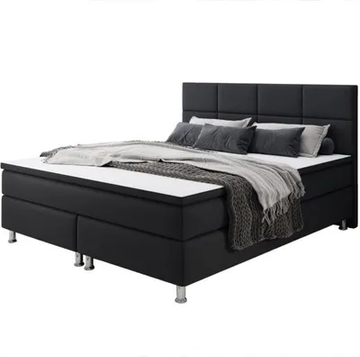 Produktbild von Boxspringbett R002 180x200 cm Webstoff Schwarz