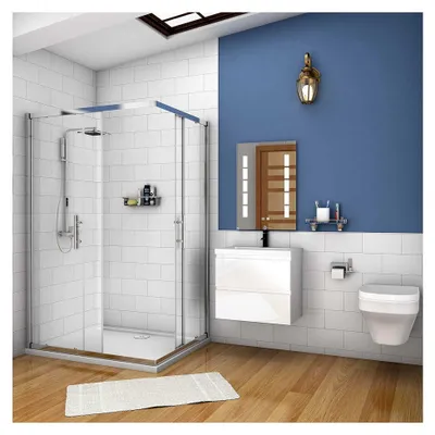 Produktbild von Badmöbel Set 60 cm Aalst Selbstmontage Unterschrank Waschbecken Waschtisch Hochglanz Weiß